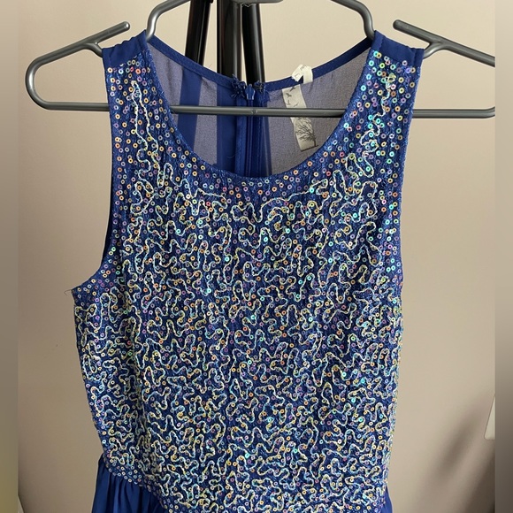 NWT Francesca’s Collection Blue Sleeveless Sequin Mesh Dress Blue size large - Picture 3 of 16